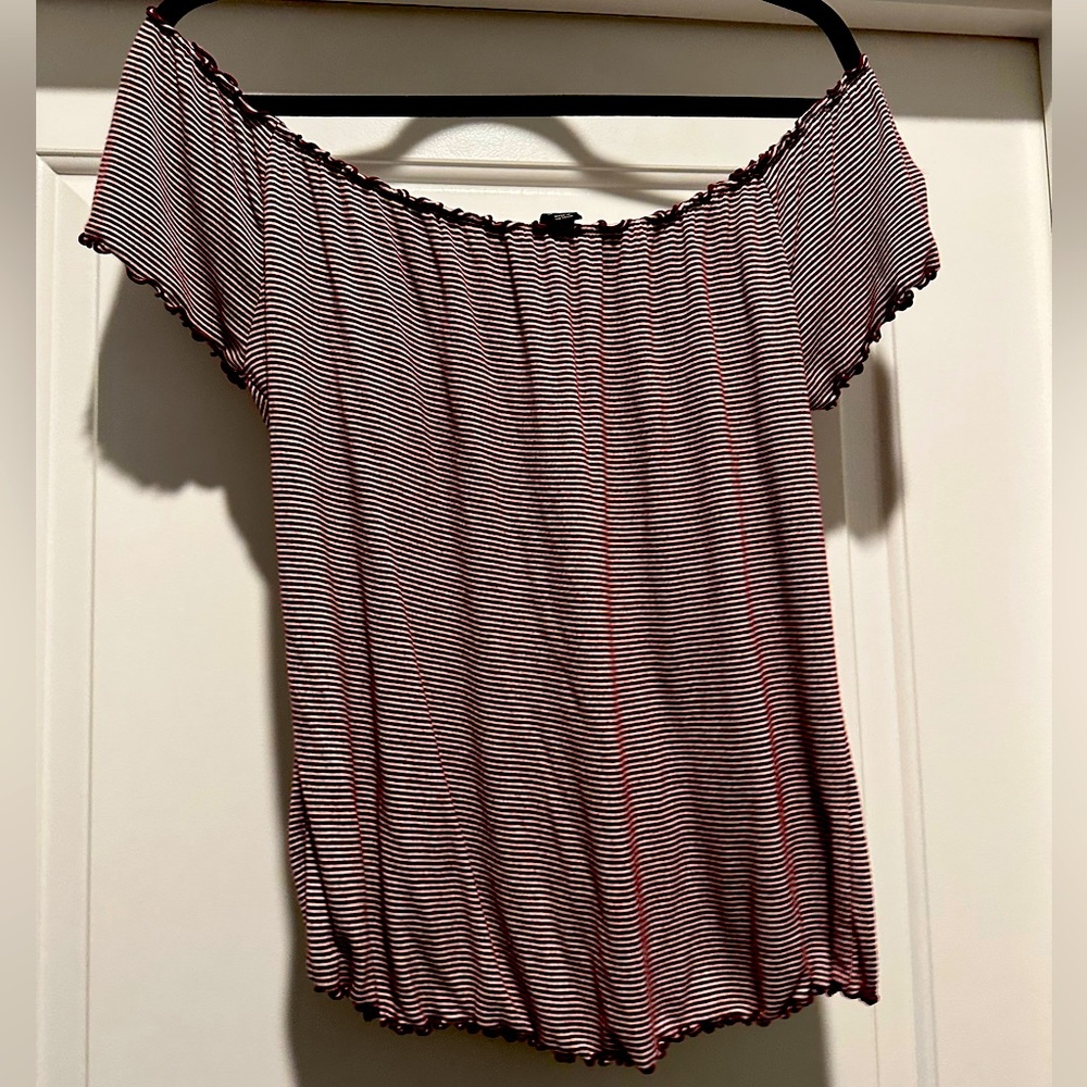 Red and white off the shoulder top